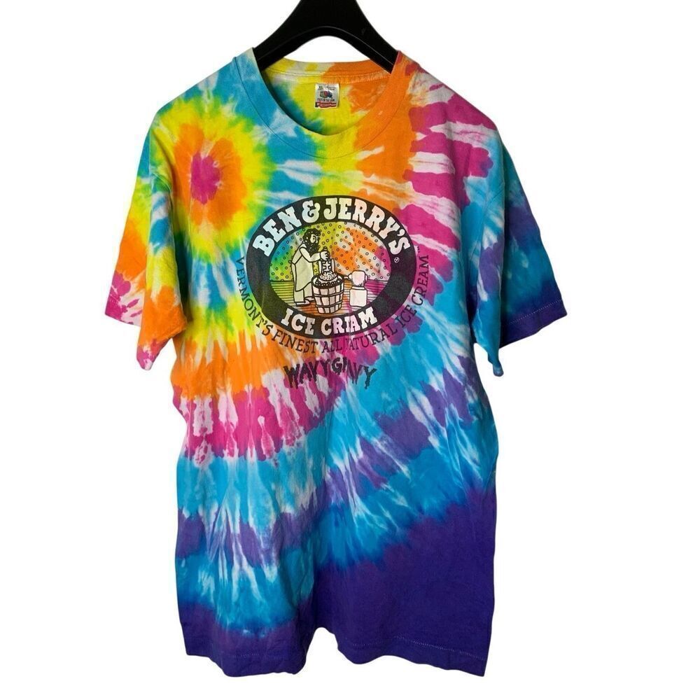Vintage 90's Ben and Jerry's Ice Cream Wavy Gravy tie dye t shirt men's size XL
